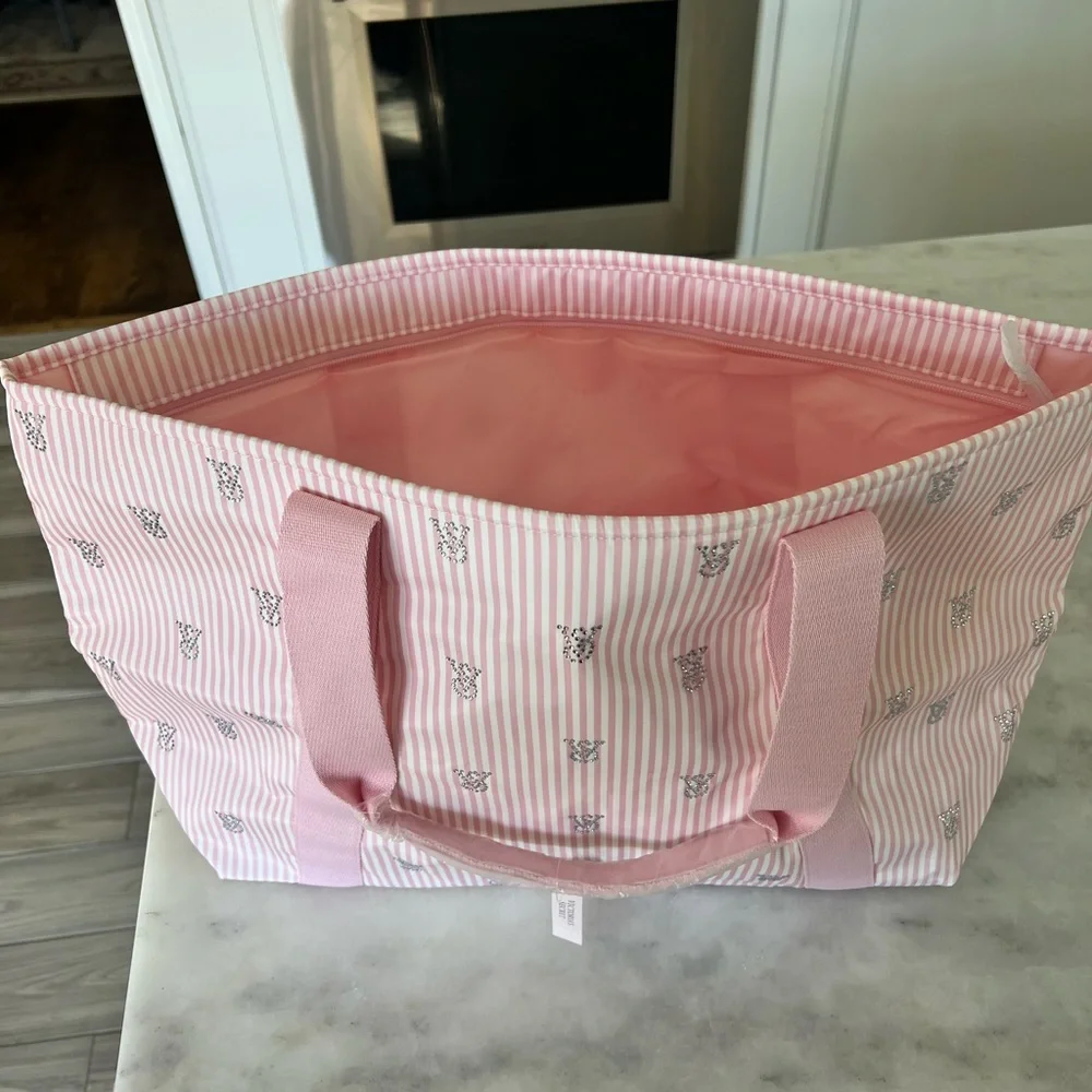 Victoria's Secret Pink and White Striped Tote - Picture 2 of 4